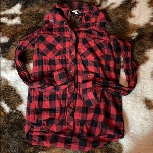 Cold shoulder back cut out stylish flannel